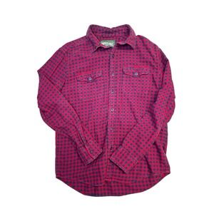 Men's American Eagle Red And Blue Plaid Flannel Shirt Size Small Long Sleeve